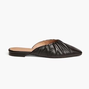 Able Local + Global Margaret Ruched Black Leather Mules size 8.5 square toe